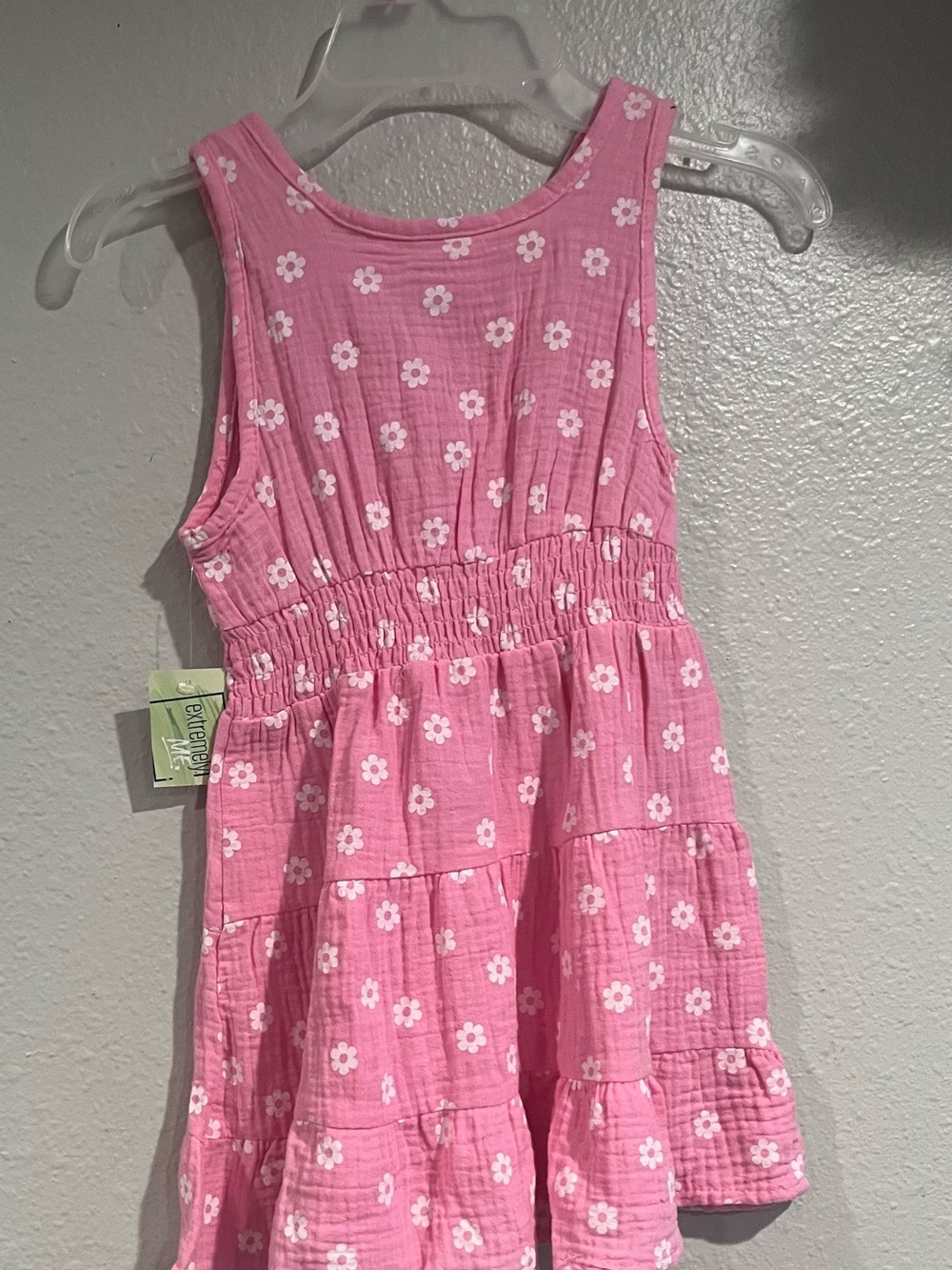 Girls Pink Floral Tiered Tank Dress